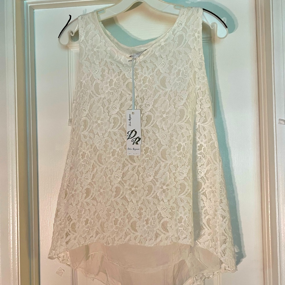 NWT Dolce Ragazza lace top.  100% silk!